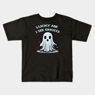Lucky me i see ghosts Kids T-Shirt